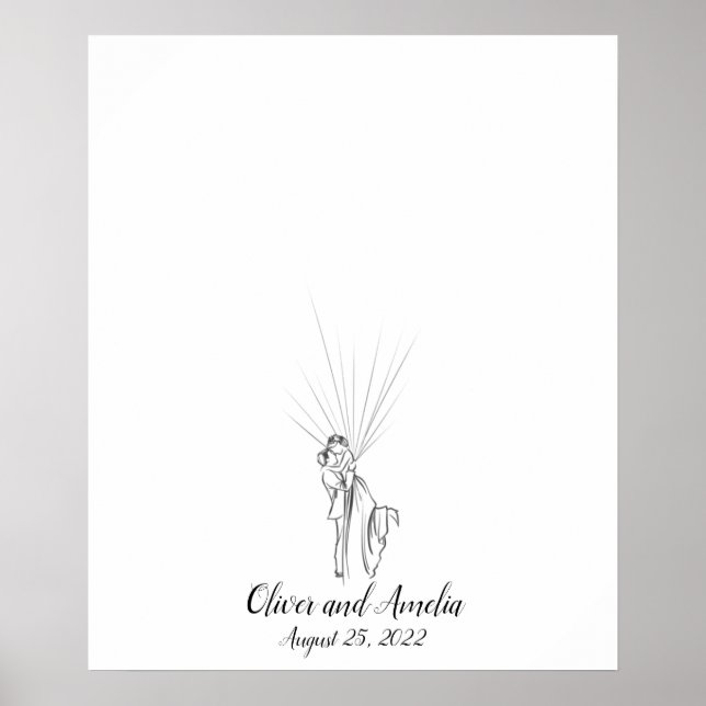 Póster Boda Pareja Huella de huellas dactilares (Frente)