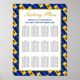 Póster Boda personalizada BARBADOS FLAG Plan de 120 asien