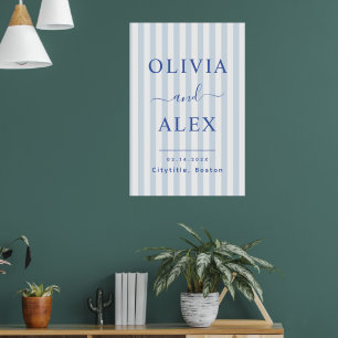 Póster Boda Personalizada Francesa Azul