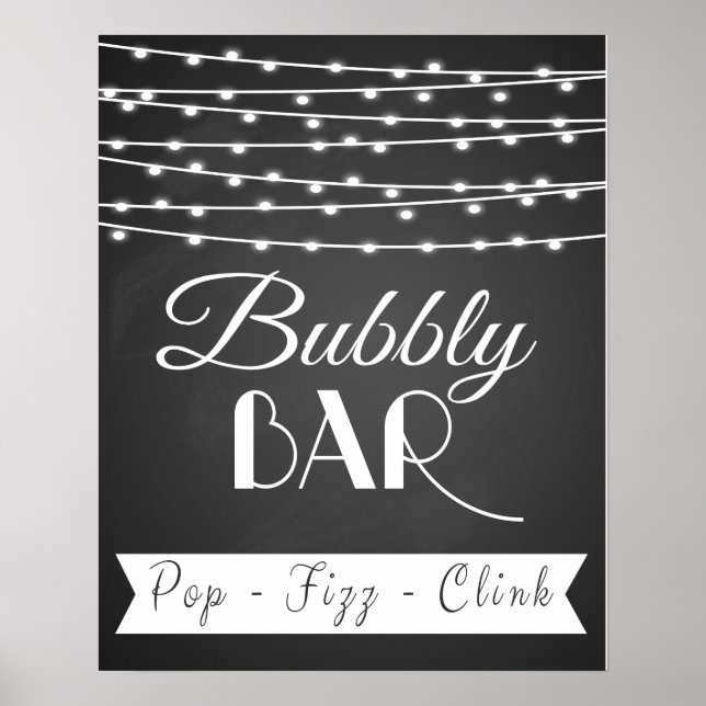 Póster Boda personalizado "Bubbly Bar" timbre (Frente)