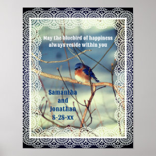 Póster Boda Personalizado De Bluebird Of Happiness