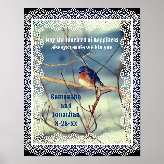 Póster Boda Personalizado De Bluebird Of Happiness (Frente)