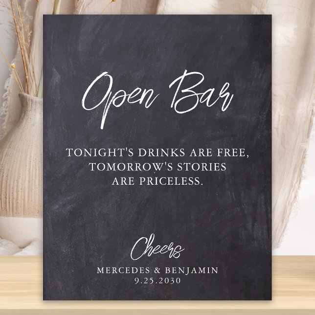 Póster Boda personalizado de Rustic Open Bar Chalkboard (Subido por el creador)