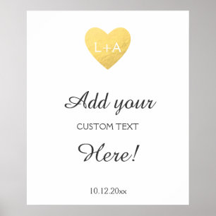 Póster Boda personalizado de señas texto, plantilla de co