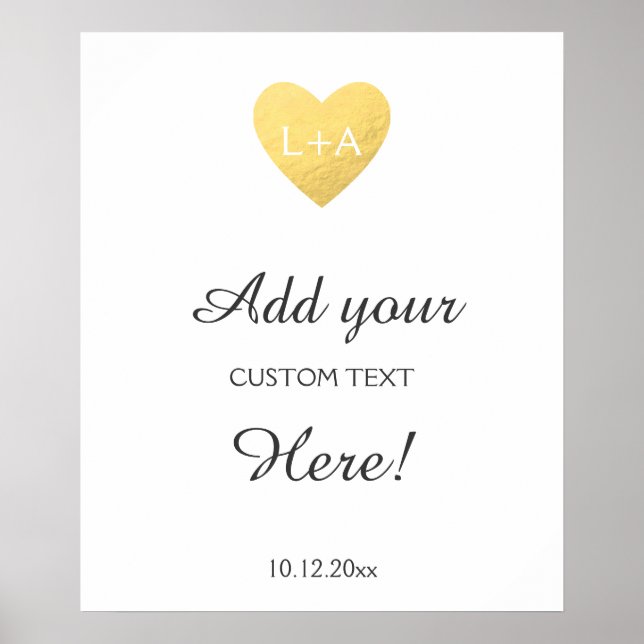 Póster Boda personalizado de señas texto, plantilla de co (Frente)