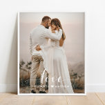 Póster Boda personalizado manuscrito de amor<br><div class="desc">Este diseño imprimió el Poster de fotos Boda personalizado manuscrito de Love Script que se puede personalizar con el texto. Haga clic en el botón "Personalizar" y utilice nuestra herramienta de diseño para modificar esta plantilla. Visita la tienda de Diseño de Arte Gráfico para ver otros productos que coincidan con...</div>