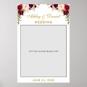 Póster Boda Photo Booth Prop   Oro de Borgoña