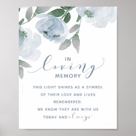 Póster Boda Polvo Azul y Gris Acuarela En Memoria