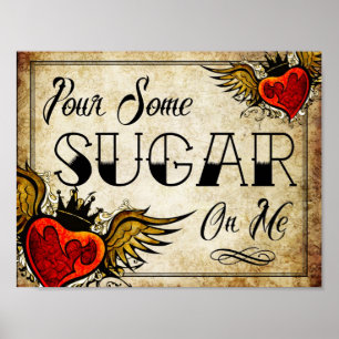 Póster Boda Poster de postre de tatuaje cardíaco vintage