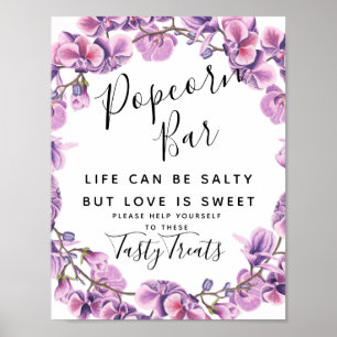 Póster boda púrpura Popcorn Bar boda