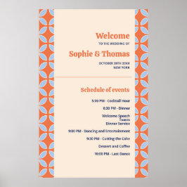 Póster Boda retro de mediados del siglo