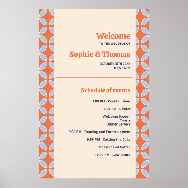 Póster Boda retro de mediados del siglo (Frente)