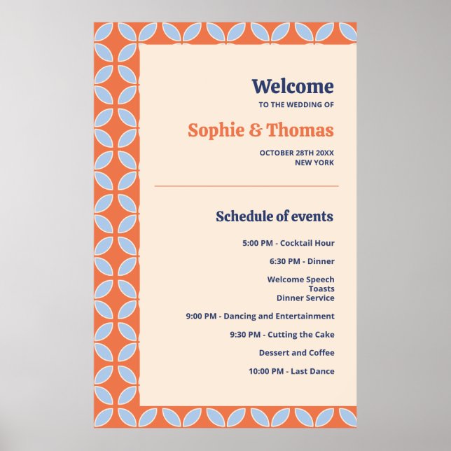 Póster Boda retro de mediados del siglo (Frente)