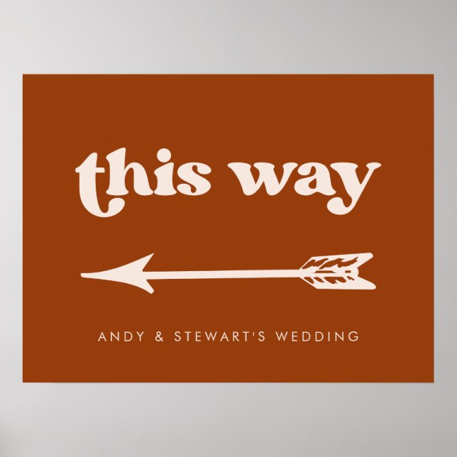 Póster Boda retro de Naranja retro elegante dirección de  (Frente)