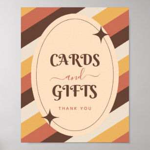Póster Boda Retro Stripes & Sparkles Cards and Gifts