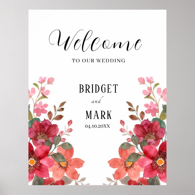 Póster Boda Rojo Sin Tiempo (Frente)