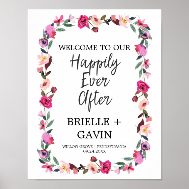 Póster Boda romántico de cuento de hadas "Feliz siempre d (Frente)
