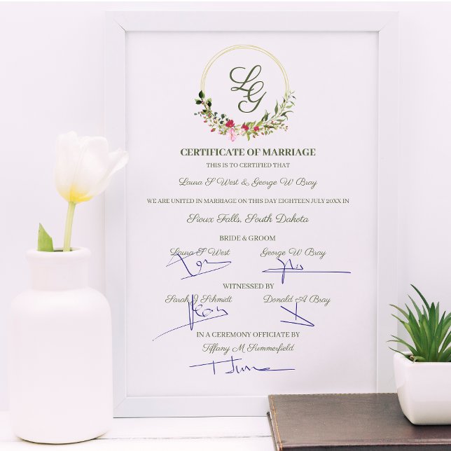 Póster Boda romántico Garland Floral Rojo y Rosa (Subido por el creador)
