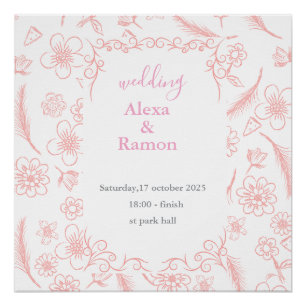 Póster boda rosa