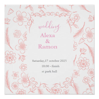 Póster boda rosa