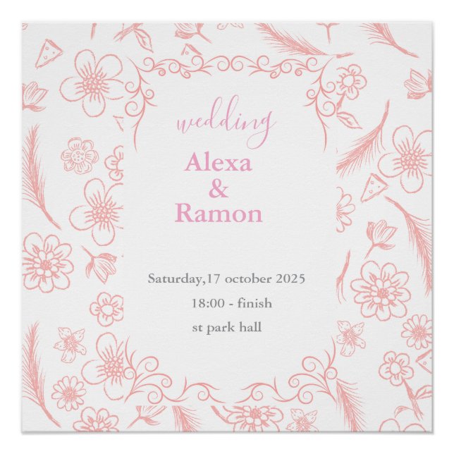 Póster boda rosa (Anverso)