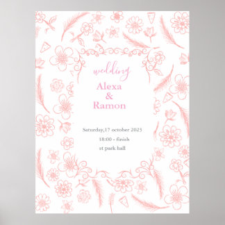 Póster boda rosa