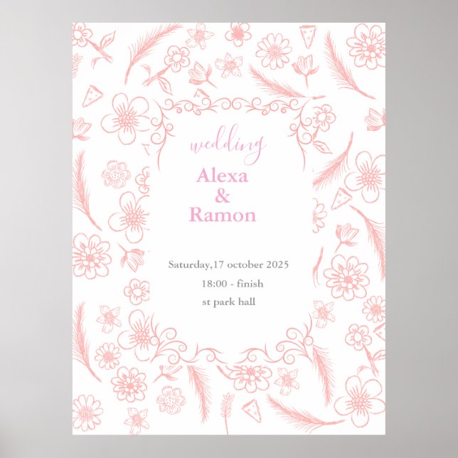 Póster boda rosa (Frente)