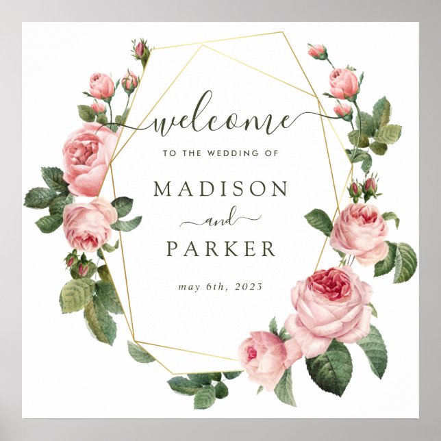 Póster Boda Rosa de color rosa (Frente)