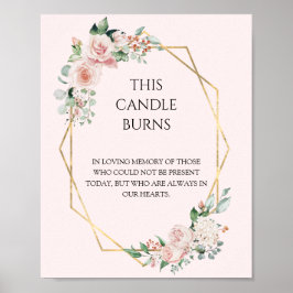 Póster Boda rosa floral de Rubor esta vela se quema