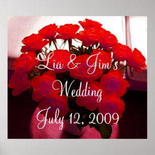 Póster Boda Rosa Roja Valentine Poster - Personalizable