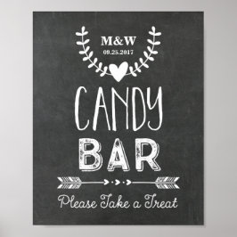 Póster Boda Rótulo Candy Bar Chalkboard Corres Flechas