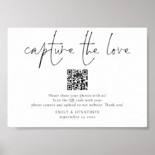 Póster Boda Rótulo de fotos Código QR Captura el amor