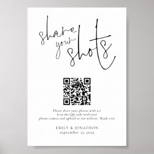 Póster Boda Rótulo fotográfico Código QR Comparte tus dis