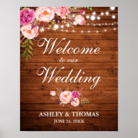 Boda Rustic Wood Lights Pink Floral