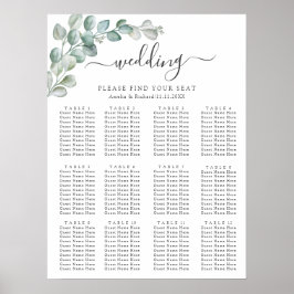Póster Boda Rústica Acuarela con Verde Eucalipto