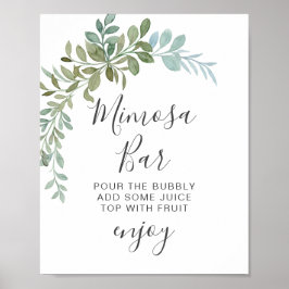 Póster Boda Rústica Acuarela de Eucalipto Verde Suave