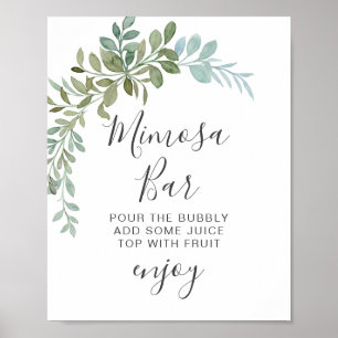 Póster Boda Rústica Acuarela de Eucalipto Verde Suave