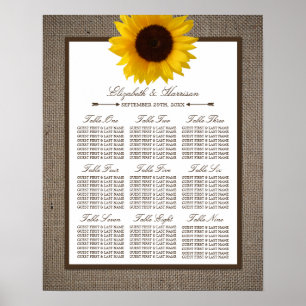 Póster Boda Rústica de Campo con Girasoles y Arpillera