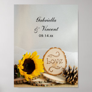 Póster Boda rústica de girasoles en el bosque