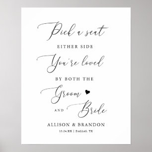 Póster Boda rústica Elige un asiento no un lado Boda