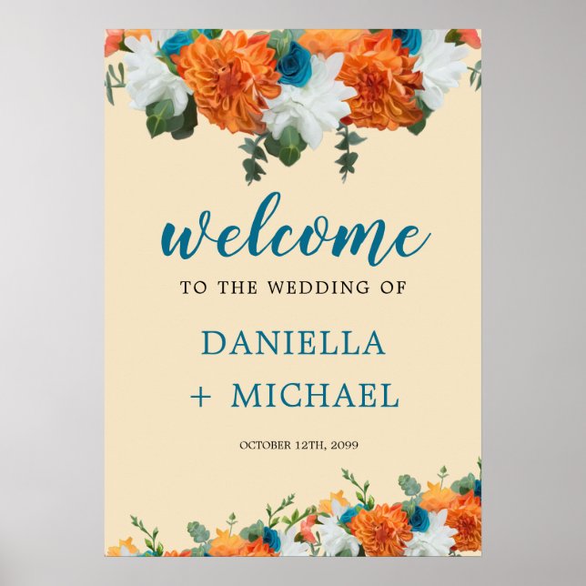 Póster Boda Rústica Floral Cuerno BOHO  (Frente)
