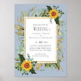 Póster Boda Rústico BOHO Sunflowers Greenery