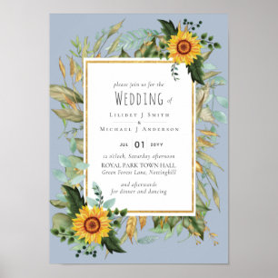 Póster Boda Rústico BOHO Sunflowers Greenery