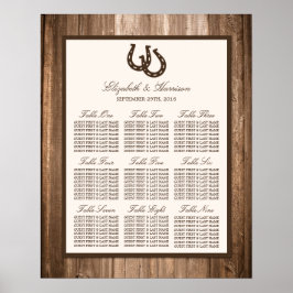 Póster Boda Rústico de Herradura y Madera Marrón