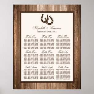 Póster Boda Rústico de Herradura y Madera Marrón