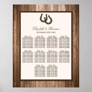Póster Boda Rústico de Herradura y Madera Marrón