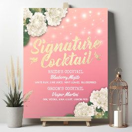 Póster Boda Signature Cocktail Bebe Menu Hydrangeas