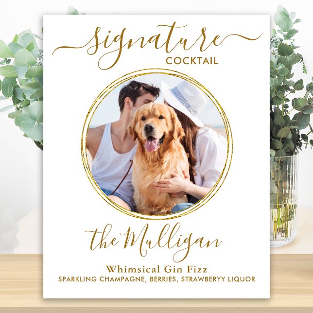 Póster Boda Signature Cocktail Gold Personalizado Mascota (Subido por el creador)