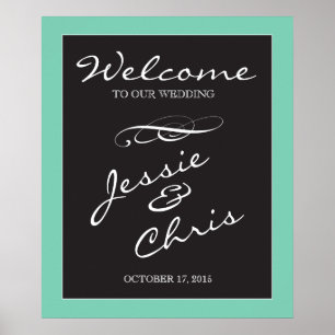 Póster Boda Signo de bienvenida blanco en el borde person