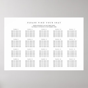 Póster Boda simple 20 tabla de asientos